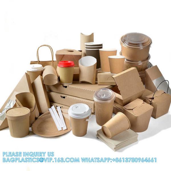 Custom Printed Take Away Food Packaging Kraft Paper Lunch Box Paper Pizza Box