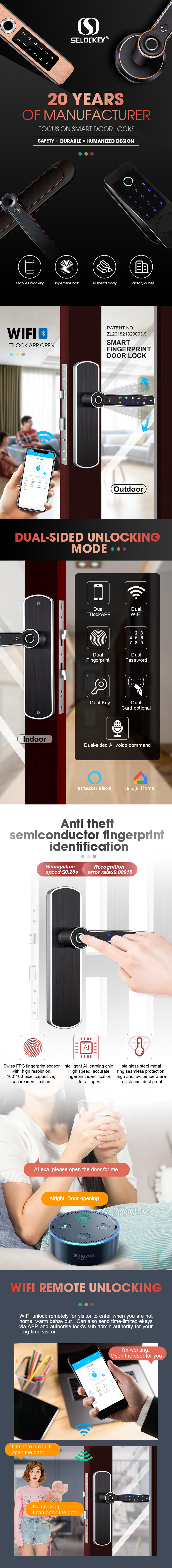 Double Sided Fingerprint Electric Smart Dual Bluetooth Gate Locks