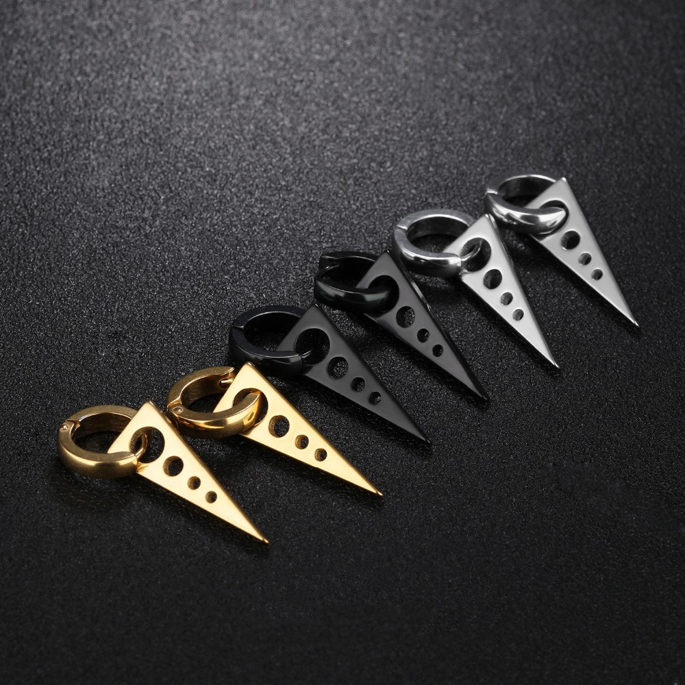 Newest Men's Fashion Jewelry Stainless Steel Triangle Hoop Earring