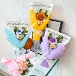 Valentine's Day Gift Knitted Bouquet Handbag with Simulation Flowers in Multiple