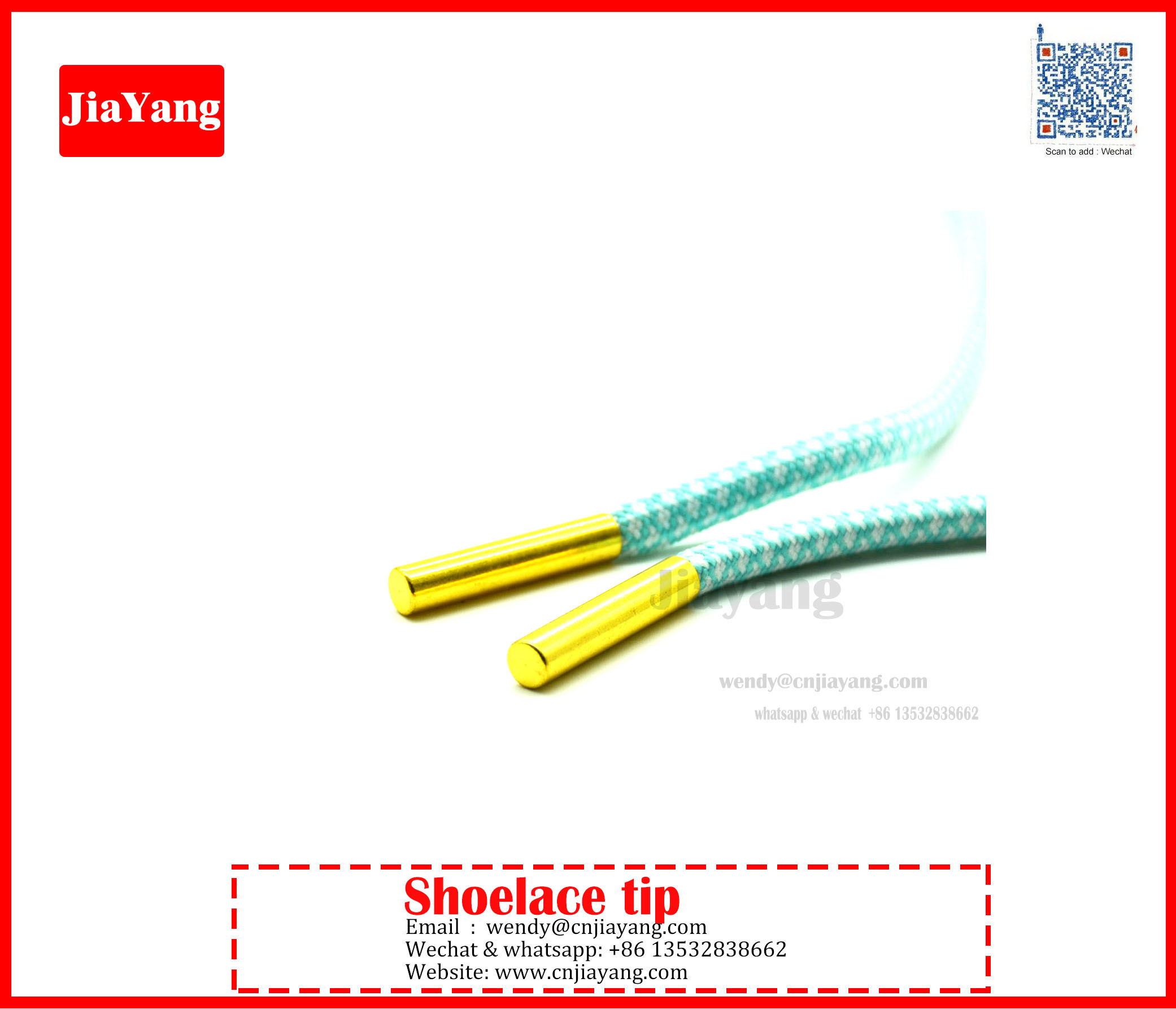 Jiayang 15mm silver color plated round shape flat end metal aglets for sneaker