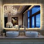 Hidden SS frame bathroom led lighted mirror Square Wall Decor Mirror in