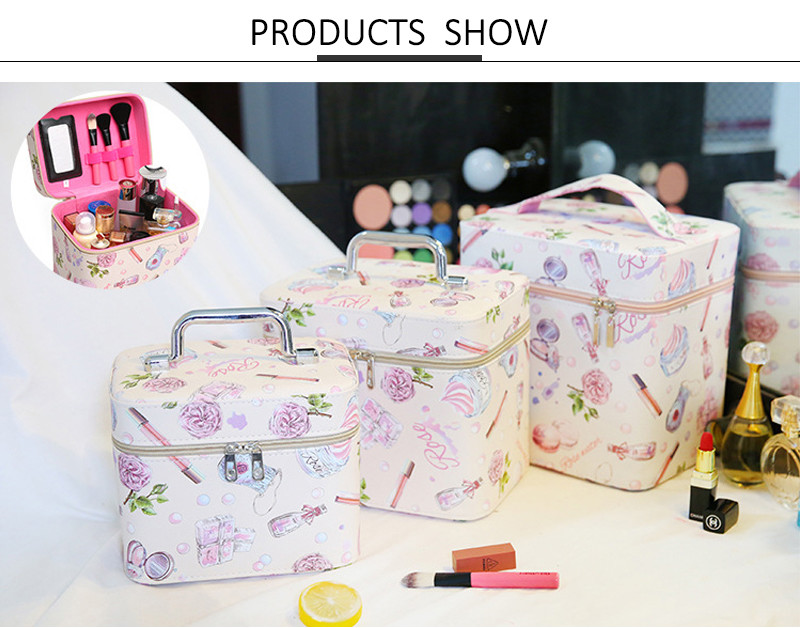 Girls Perfume PU Leather Cosmetic Makeup Bag Case