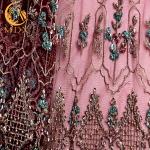 Women Dress Sequins Lace Fabric 140cm Width French Beaded Lace Customized