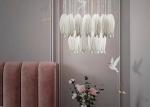Ceramic Porcelain White Flower Decorative Chandelier Wedding Pendant Lamp For