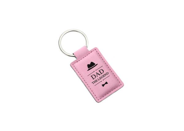 Buy cheap Rectangle PU Leather Key Chains Laser Logo 3mm Thick Vintage Leather Key Holder from wholesalers