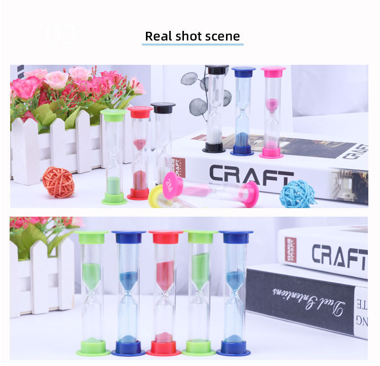 1 3 5 Minutes Plastic Hourglass Timers Color Customized For Brushing
