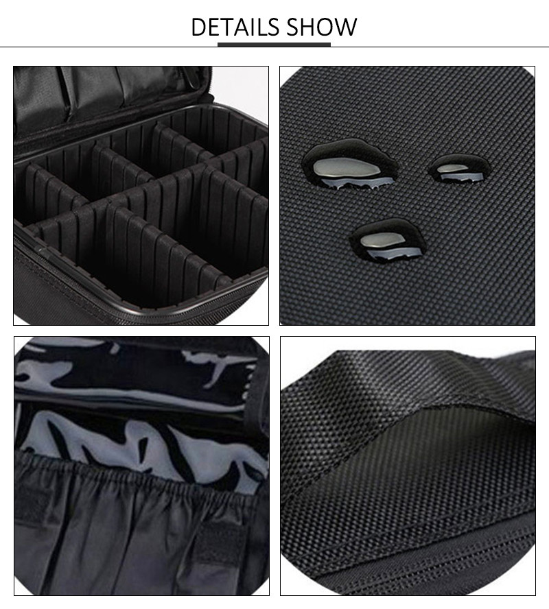 Lady Professional Cosmetic Organizer Mesh Leather Beauty Travel Cosmetic Case