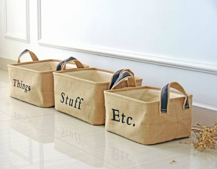 Waterproof Jute Collapsible Foldable Laundry Basket washing basket