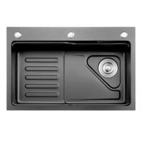 Buy cheap Black Cast Iron Kitchen Sinks Stainless Steel 450mm Basin Single Bowl Kitchen product
