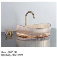 Buy cheap Modern Design Style Factory Price Coloured Bathroom Sinks Art Tempered Glass product