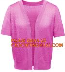 Short Sleeve Pointelle Shoulder Pointelle Sleeve Women Cardigan, Long Sleeve