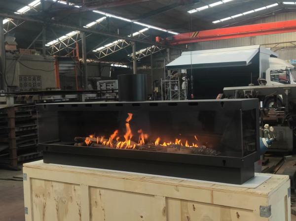 Buy cheap Three-sided gas fireplace European Black Matte Propane Gas Natural Gas Fireplaces Carbon Steel from wholesalers