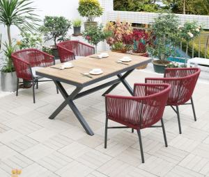 Wholesale Waterproof Polyester Fabric 4 Seat Rattan Dining Table And Chairs Set Sun Resistant from china suppliers