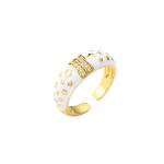 Zircon Dripping Oil Rings Open Vintage Blue Zircon Ring Star Gold Plated