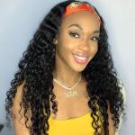 Silk Scarf 10A Headband Hair Wig Glueless Human Hair Wigs Deep Wave