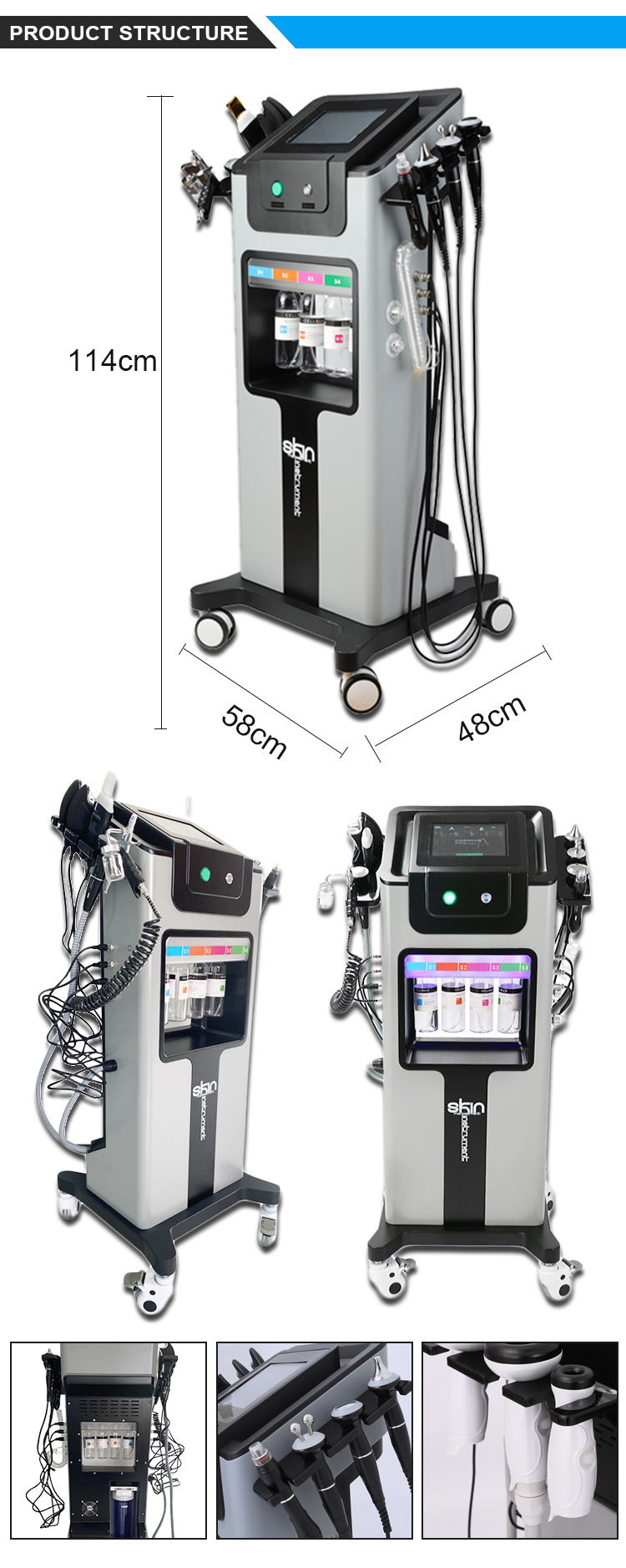 Multifunction Vertical Oxygen Therapy Facial Jet Peel Machine Hydro Dermabrasion Beauty Equipment