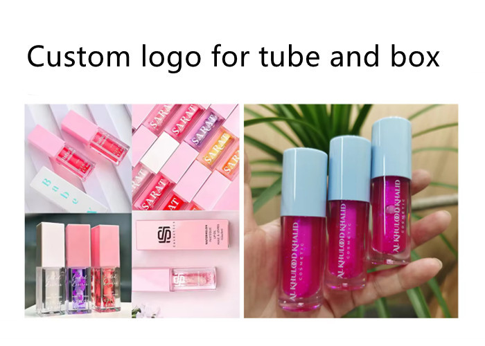 Transparent Frost Cosmetic Tube 4.5 ml Round Private Label Lip Gloss Tube With Large Brush