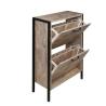 Buy cheap Industrial Metal wood Narrow Shoe Cabinet Entryway Shoe Rack For Home 2 Tiers from wholesalers