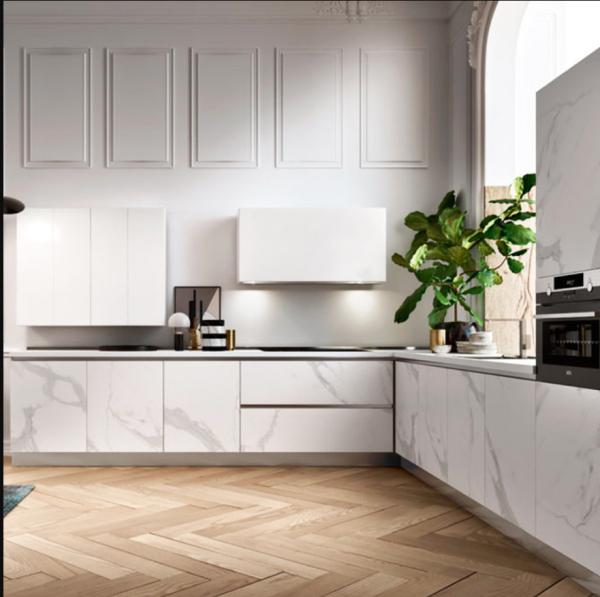 Buy cheap Melamine Finish Modern Modular Kitchen Cabinet L Shape Design from wholesalers