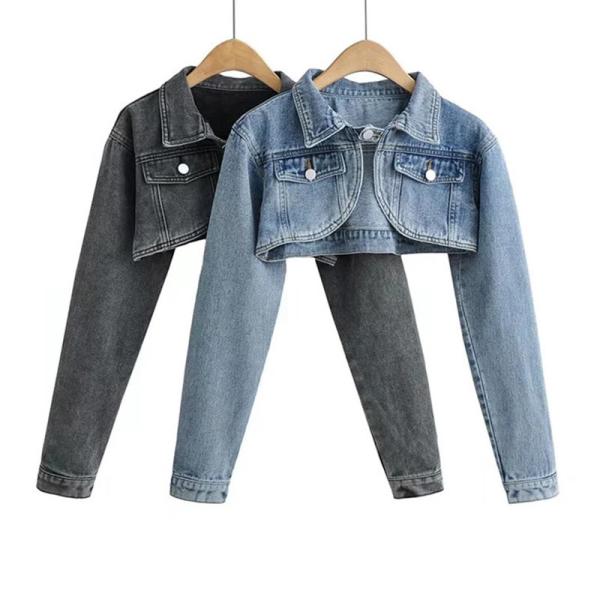 Buy cheap Factory Customized Summer Crop Tope Sporty Full-Length Sleeve Denim Jacket from wholesalers
