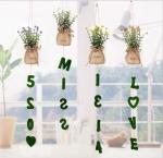 Pendant artificial plant decor with love letter wall decoration