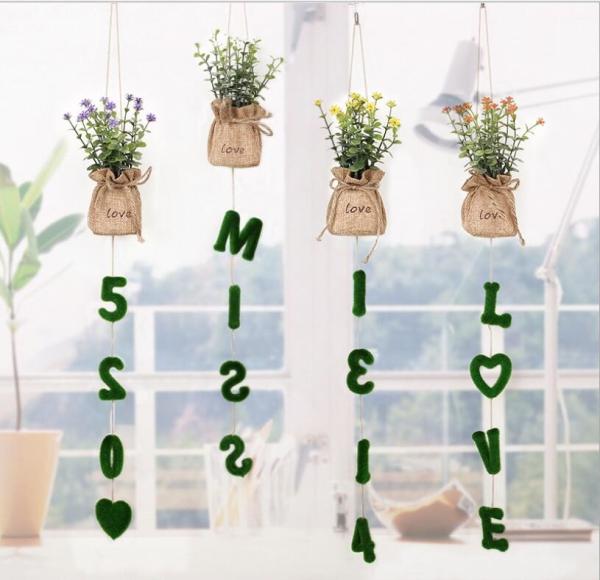 Buy cheap Pendant artificial plant decor with love letter wall decoration from wholesalers