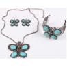 Buy cheap Turquoise jewelry set fashion personality three butterfly earrings necklaces bracelets from wholesalers