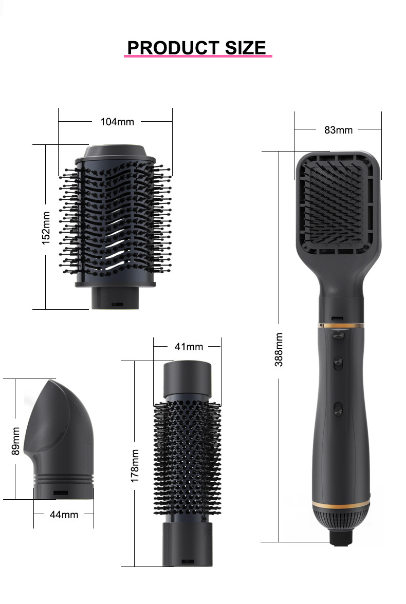 Multifunctional 4 In 1 Hot Air Brush 120C Temperature ABS Material