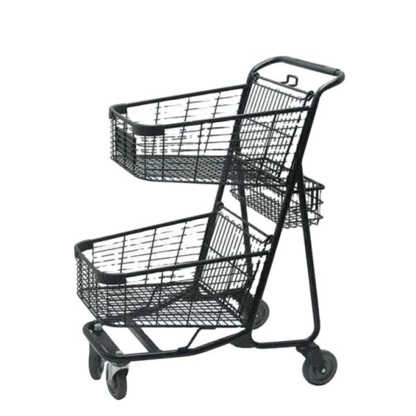 Wholesale Euro Style Heavy Duty Metal 29 In Two Tier Shopping Cart Supermarket