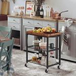 Small Trolley Cart for Sale, Industrial Wooden Rolling Cart, Rolling Cart for