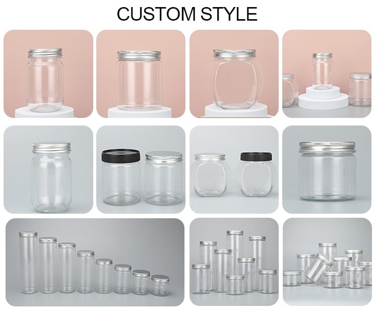 Food Grade Empty Clear Plastic Jars Storage Container PET Mason Jar BPA Free Plastic Jar With Plastic Cap