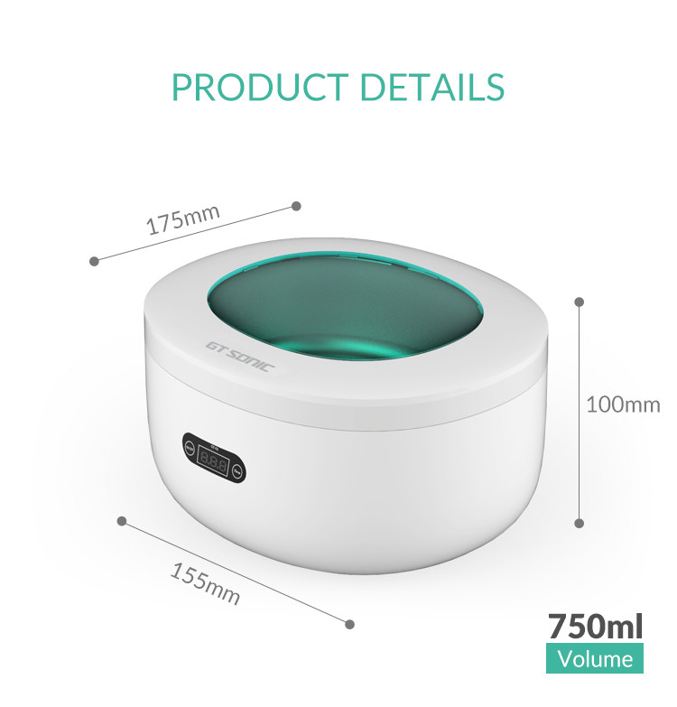 Portable Ultrasonic Glasses Cleaner 750ml AC 200-240V/100-120V LED Digital Display