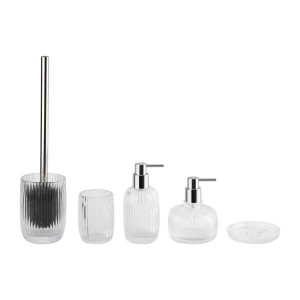 Buy cheap Ribbed Clear Bathroom Toilet Accessories Set 5pcs Pumpkin Style Lotion Pump Bottle from wholesalers