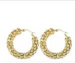 Anniversary 18K Gold Huggie Pendant Earrings Stainless Steel Earrings