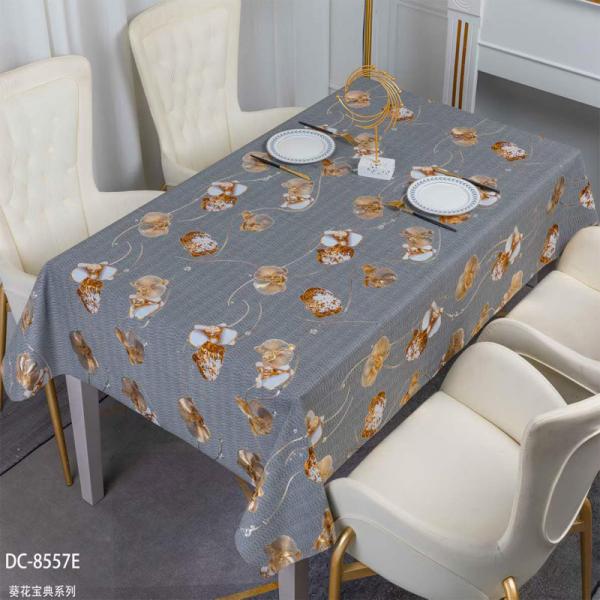 108 Inch 120 Inch Round Wedding Tablecloth Party PVC Flower Print Round Table