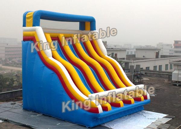 Buy cheap Blue 2 Lanes 2 Climbs Inflatable Water Slide For Water Sport PVC 8*7m from wholesalers