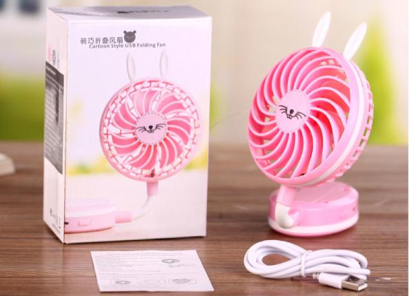 Quality Foldable Rabbit Small Battery Operated Fan Mini High Powered Portable Rechargeable for sale
