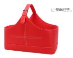 High Quality Red pu leather gift wine fruitbasket hamper for holiday gift