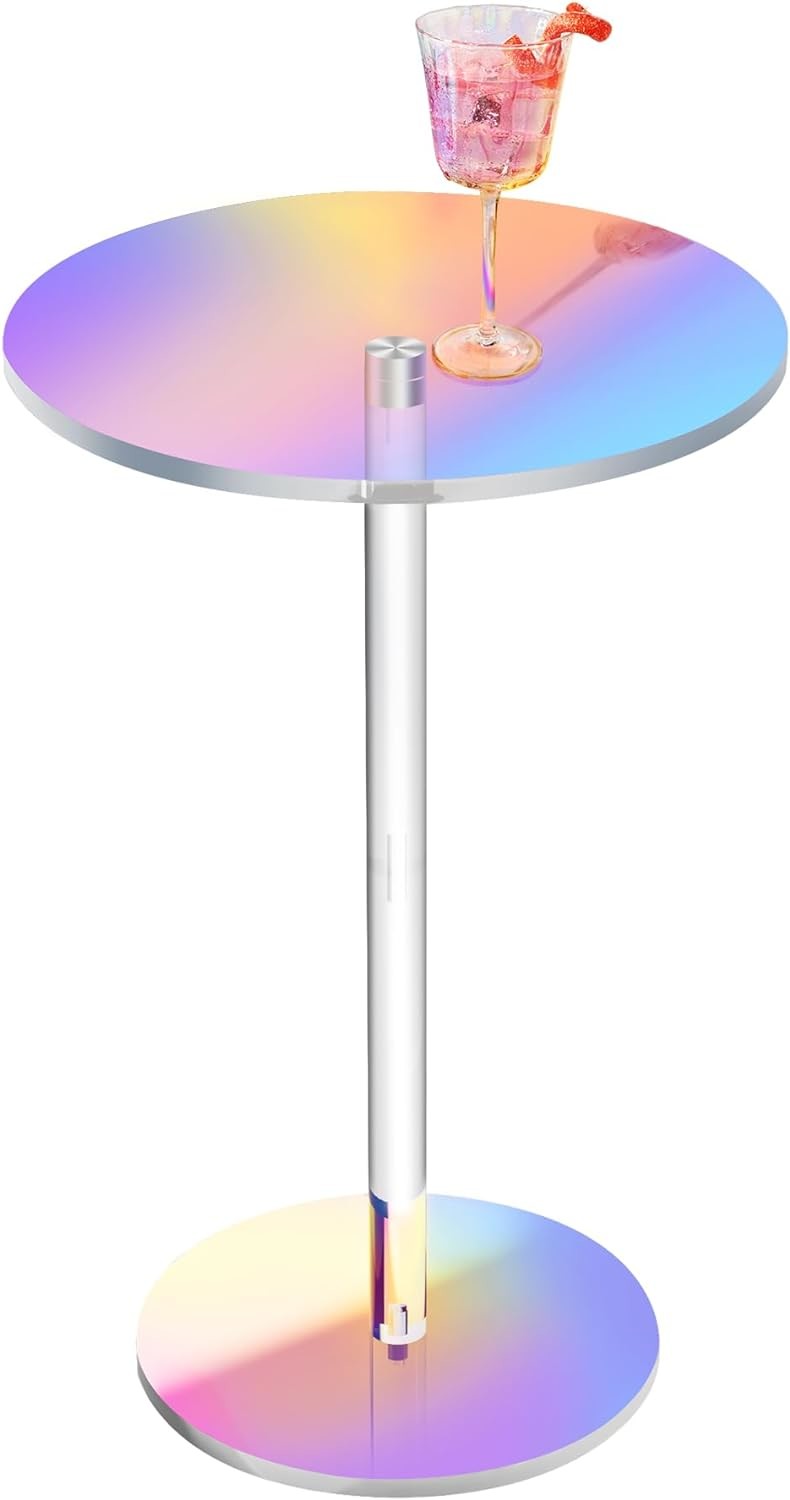 Knock Down Design Acrylic Tea Table Rainbow Dazzling Color Acrylic Round Table