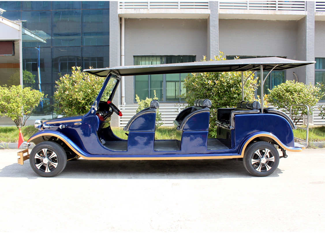 Aluminum Chassis Classic Golf Cart Shuttle Bus With Roof For Scenic Using