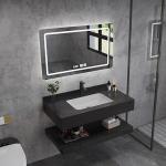 Modern Marble Hotel Bathroom Vanity Sintered Stone Basin Sink Cabinet Smart Led