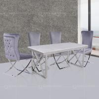 Buy cheap White Smooth 78''X39''X30'' Luxury Marble Dining Table 4 6 Seater For Kitchen product