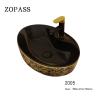 Buy cheap Luxury Oval Freestanding Vanity Basin Black Gold Color With Faucet from wholesalers
