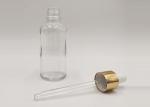 Boston Round 30ml Clear Glass Dropper Bottles , Empty Cosmetic Bottles 1oz