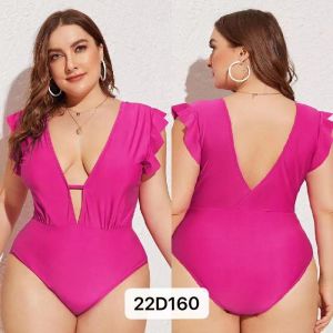 Buy cheap Pink V Neck Large Size Ladies Swimwear Bikini Plus Size Swimming Suits For Women Summer from wholesalers