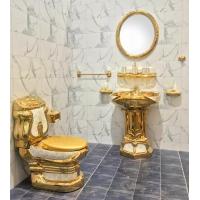 Buy cheap Golden Hotel Bathroom Sanitary Ware With Pedestal Basin Sink Wall Hung Toilet product