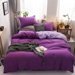Contrast Color 4 Pcs Microfiber Bedding Set Solid Green Duvet Cover for King