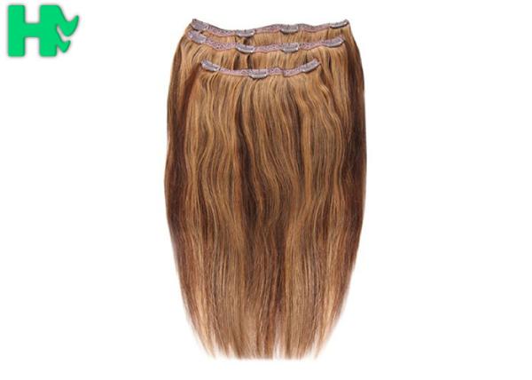 Straight Colorful Clip On Synthetic Hair Extensions , High Temperature Wire Full
