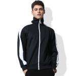 Zipper In White Polyester Fabric Men Sports Track Jackets Plain Stripe Custom